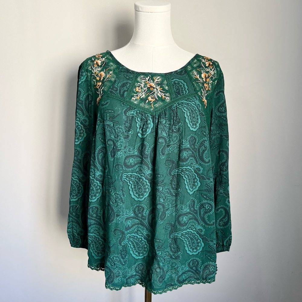 Mason & Belle Paisley Lace Embroidered Blouse Size M